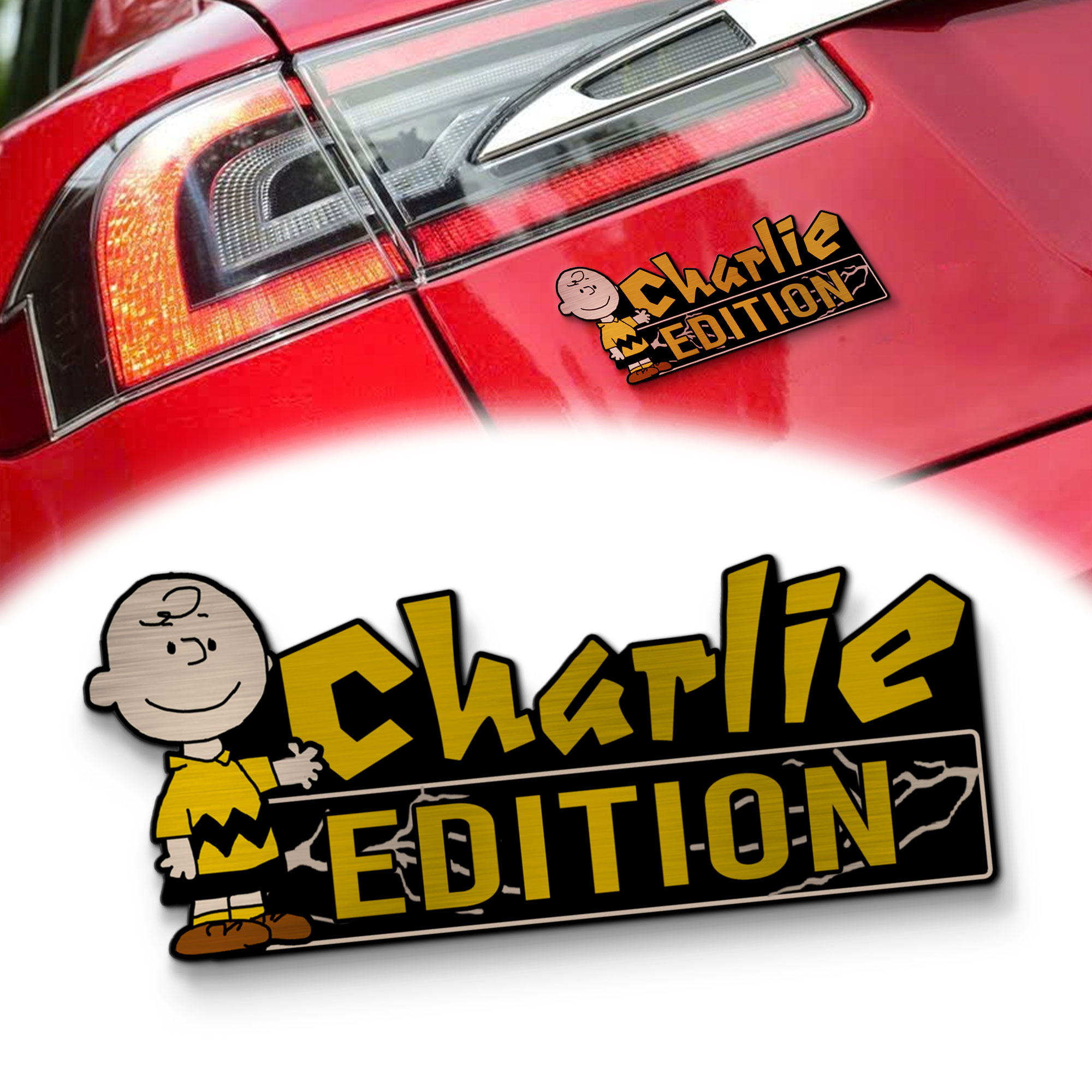 Charlie Brown Edition Laser Engraved Car Name Badge