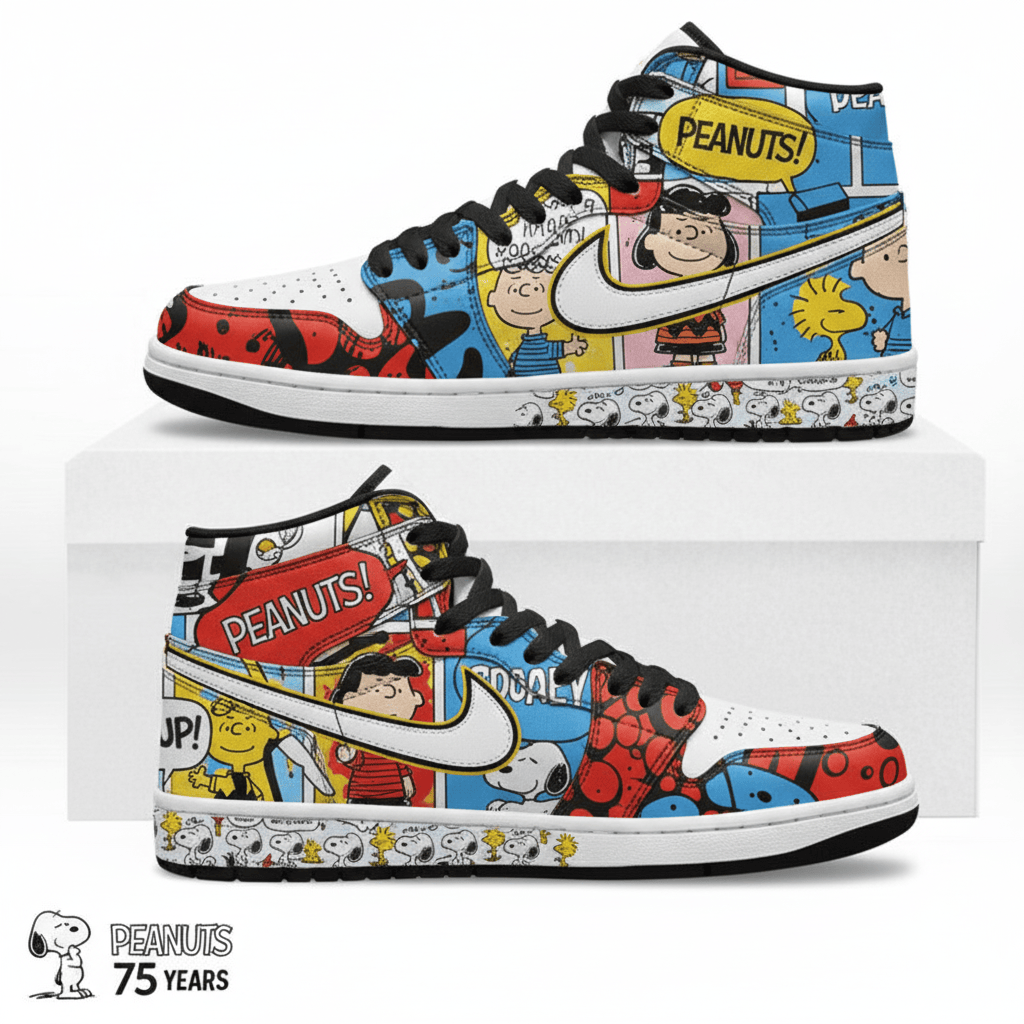 Snoopy Christmas AJ1 High Sneakers Shoes - THK117083