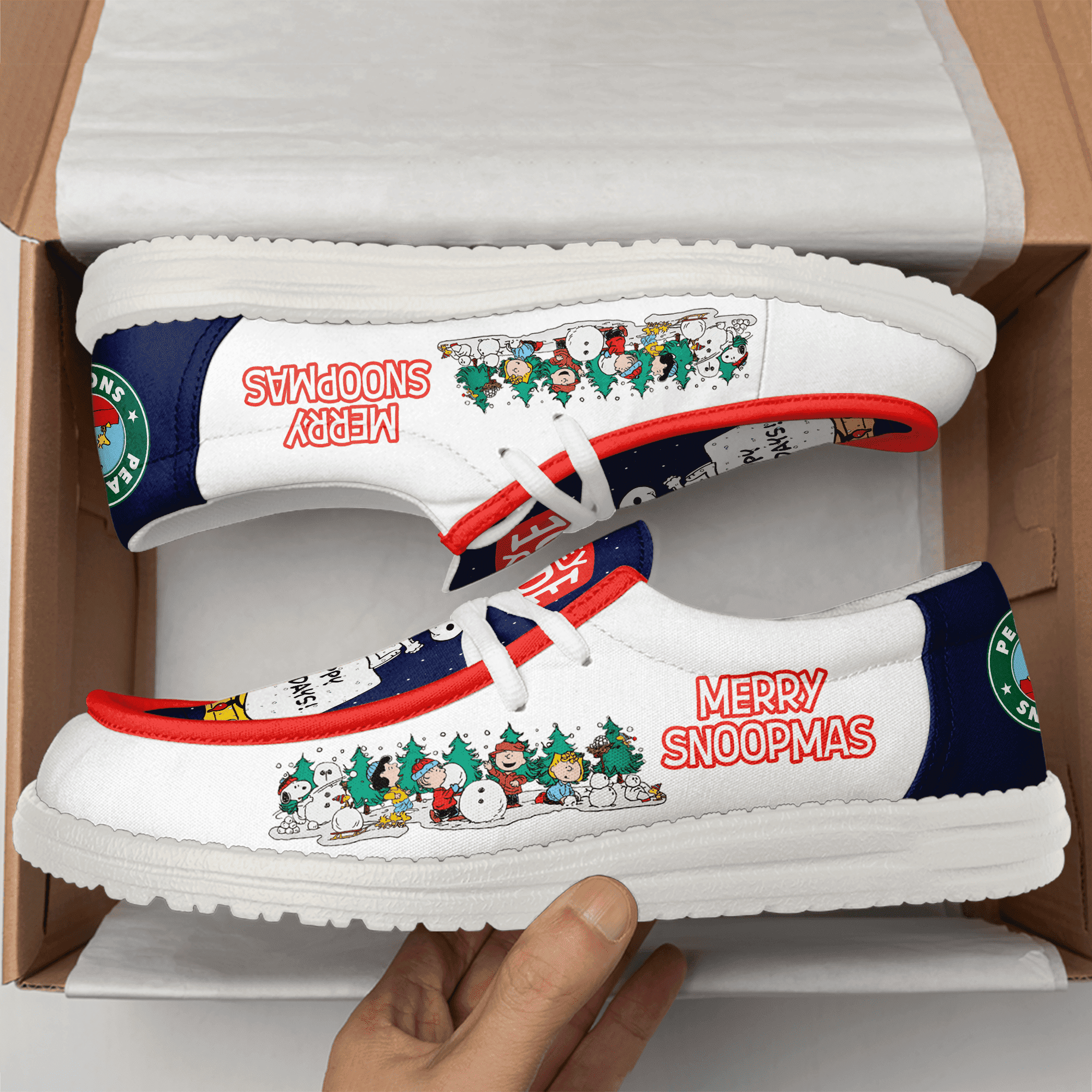 Alternative view of Snoopy x Christmas Personalized Hey Dude Shoes